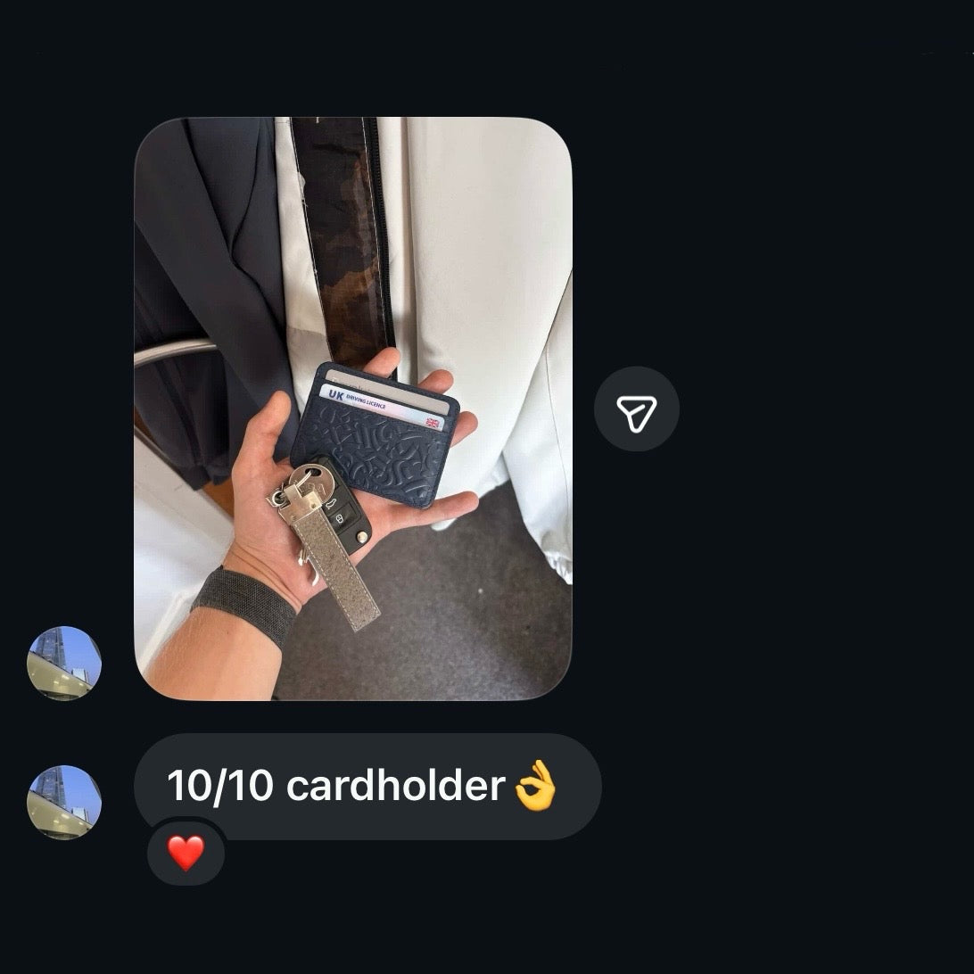Customer photo with Kade & Co card holder